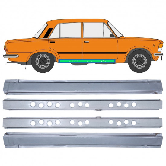 FIAT 125P 1968-1991 INTERN + BUITENSTE SET / DORPEL REPARATIEPANEL / RECHTS + LINKS