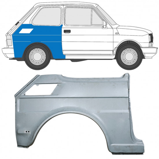 Reparatiepaneel achterspatbord voor Fiat 126p 1985-1994 / Rechts 7584