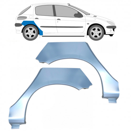 Reparatiepaneel achterspatbord voor Peugeot 206 1998- / Links + Rechts / Set 9670