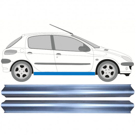 Reparatie dorpel voor Peugeot 206 1998- / Links = Rechts (symmetrisch) / Set 9958