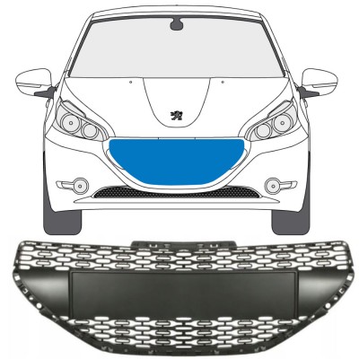 Grill voor Peugeot 208 2012-2015 16196