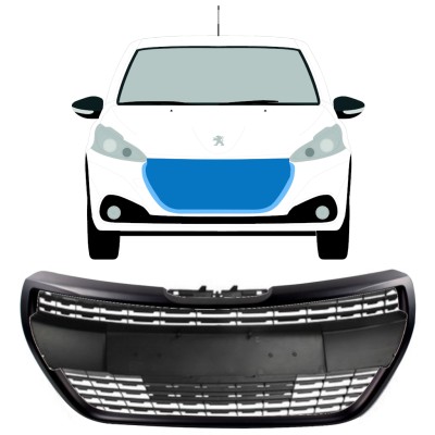Zwarte grill voor Peugeot 208 2015-2019 ALLURE / Set 7537