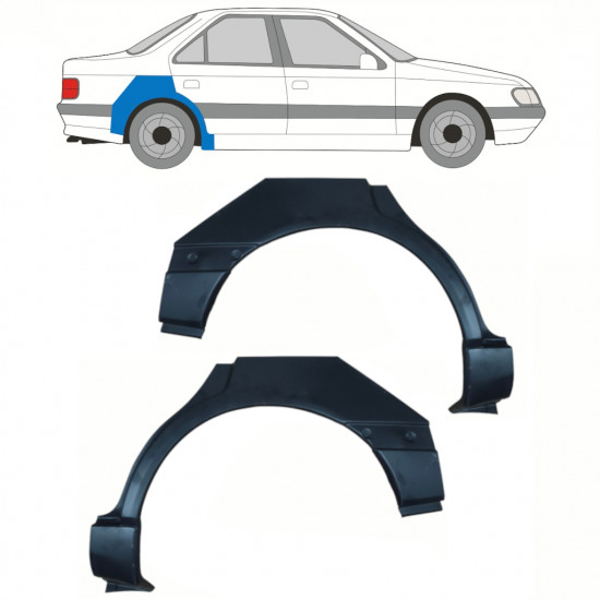 Reparatiepaneel achterspatbord voor Peugeot 405 1987-1996 / Links + Rechts / Set 10783