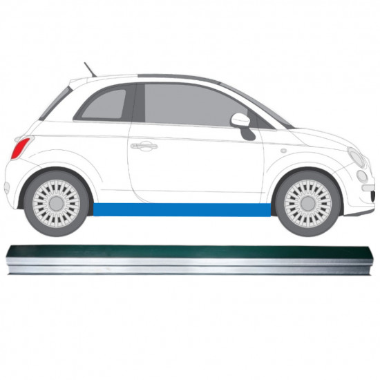 Reparatie dorpel onderste deel voor Fiat 500 2007-2018 / Links = Rechts (symmetrisch) 12946