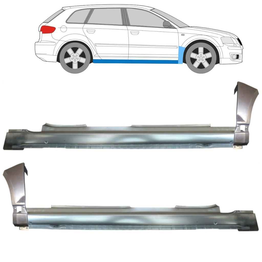 AUDI A3 8P 2003-2012 5 DEUR DORPEL REPARATIEPANEEL + VOORSPATBORD REPARATIEPANEEL / LINKS + RECHTS