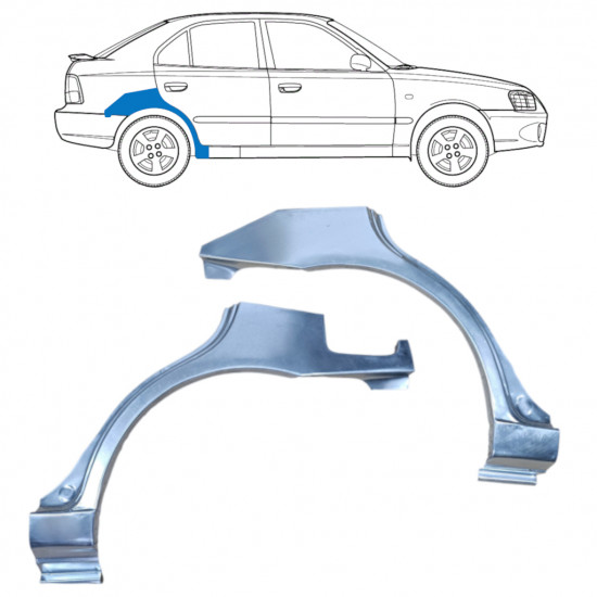 Reparatiepaneel achterspatbord voor Hyundai Accent 2000-2006 / Links + Rechts / Set 9881