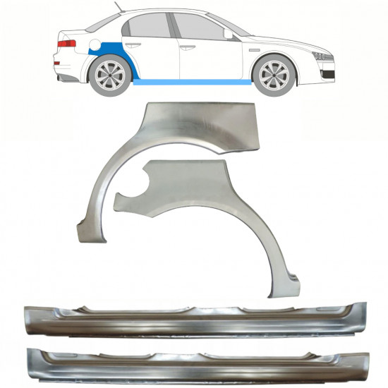 Volledige dorpel + reparatiepaneel achter spatbord voor Alfa Romeo 159 2005-2012 / Links + Rechts / Set 10300