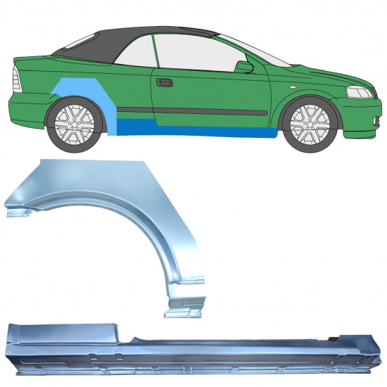 OPEL ASTRA G CABRIO 2001-2006 WIELKAST REPARATIE PANEEL + DORPEL / SET / RECHTS