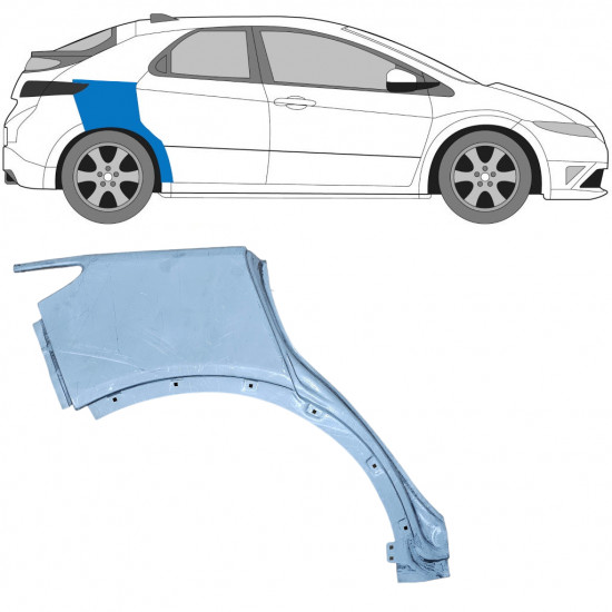 Reparatiepaneel achterspatbord voor Honda Civic 2005-2011 / Rechts 6634