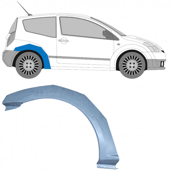 Reparatiepaneel achterspatbord voor Citroen C2 2003-2009 / Rechts 11383