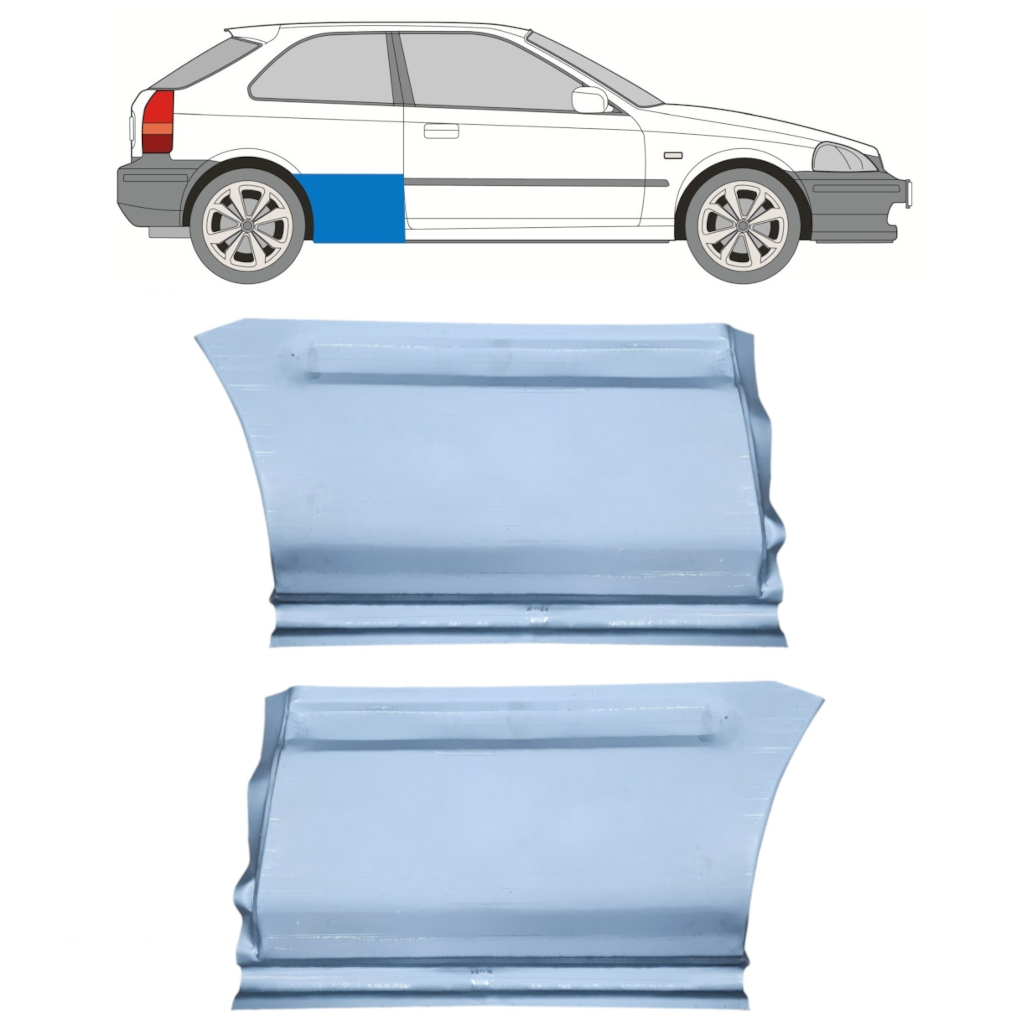 Reparatiepaneel Achterspatbord Voor Honda Civic Ej Ek 1995-2001 / Links + Rechts / Set 9800