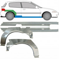 Reparatiepaneel dorpel + achterspatbord voor Honda Civic 1991-1995 / Links + Rechts / Set 9539