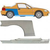 Volledige dorpel + reparatiepaneel achter spatbord voor Honda Civic CRX Del Sol 1992-1998 / Rechts 11143