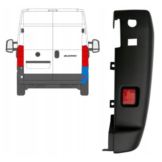 Hoek achterbumper 180 graden voor Citroen Jumper 2018- / Rechts 16034
