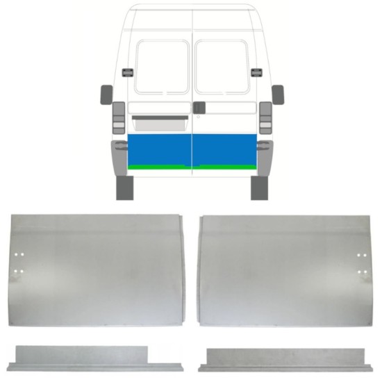 Binnen + buiten reparatiepaneel achter deur voor Peugeot Boxer 1994-2006 / Links + Rechts / Set 14454
