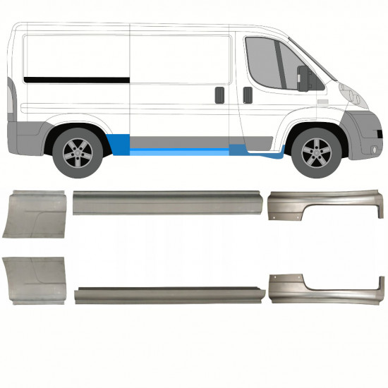 Reparatiepaneel dorpel + achterspatbord voor Ducato Boxer Relay Jumper 2006- / Links + Rechts / Set 8861