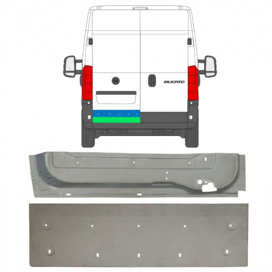 Reparatie plaatwerk achterste deuren  voor Fiat Ducato 2006- / Rechts / Set 11675