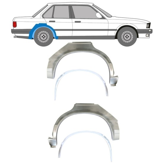 Binnen + buiten reparatiepaneel achter spatbord voor BMW 3 E30 1982-1987 / Set 10859