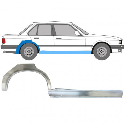 BMW 3 E30 1982-1987 4 DEUR WIELKAST REPARATIE PANEEL + DORPEL REPARATIEPANEEL / SET / RECHTS