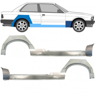 BMW 3 E30 1987-1994 2 DEUR WIELKAST REPARATIE PANEEL + DORPEL + REPARATIEPANEEL VOORVLEUGEL / LINKS+RECHTS