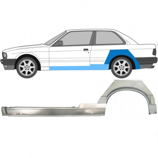 BMW 3 E30 1987-1994 2 DEUR WIELKAST REPARATIE PANEEL + DORPEL REPARATIEPANEEL / LINKS