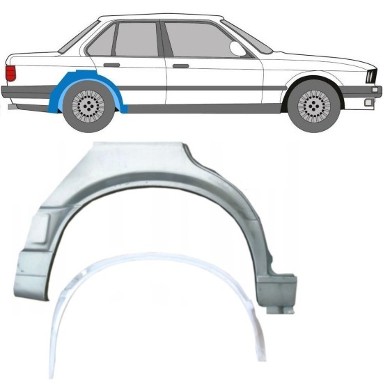 Binnen + buiten reparatiepaneel achter spatbord voor BMW 3 E30 1987-1994 / Rechts / Set 10860