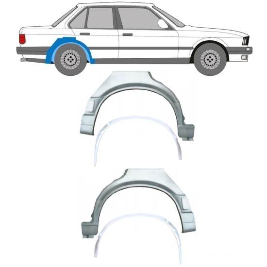 Binnen + buiten reparatiepaneel achter spatbord voor BMW 3 E30 1987-1994 / Set 10862