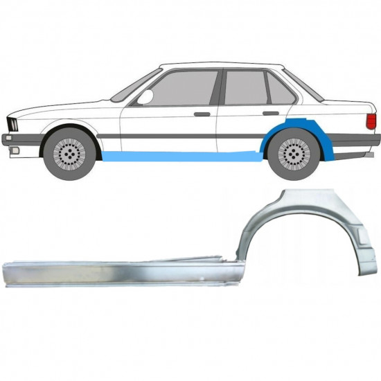BMW 3 E30 1987-1994 4 DEUR WIELKAST REPARATIE PANEEL + DORPEL REPARATIEPANEEL / SET / LINKS