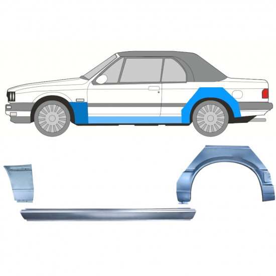 BMW 3 E30 CABRIO 1987-1994 WIELKAST REPARATIE PANEEL + DORPEL + VOORSPATBORD REPARATIEPANEEL / SET / LINKS