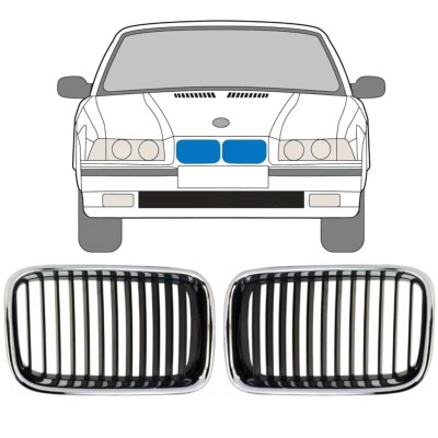 Grill voor BMW 3 E36 1990-1995 / Links + Rechts / Set 11126