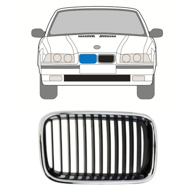 Grill voor BMW 3 E36 1990-1995 / Rechts 16295