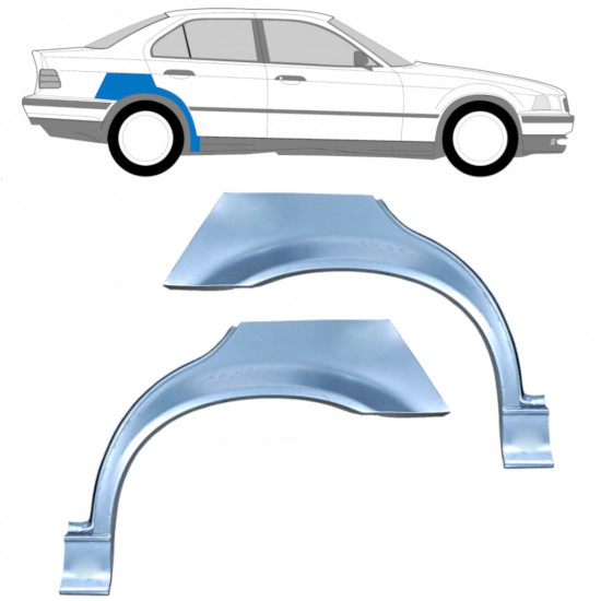 Reparatiepaneel achterspatbord voor BMW 3 E36 1990-2000  / Links + Rechts / SEDAN / Set 6393