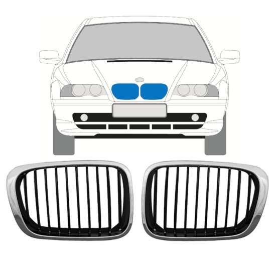Grill voor BMW 3 E46 1998-2006 / Links + Rechts / Set 11129
