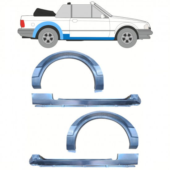 Reparatiepaneel dorpel + achterspatbord voor Ford Escort 1981-1990  CABRIO / Set 12588