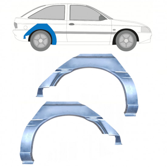 FORD ESCORT 1995-2000 3 DEUR ACHTERSTE WIELKAST REPARATIE PANEEL / SET