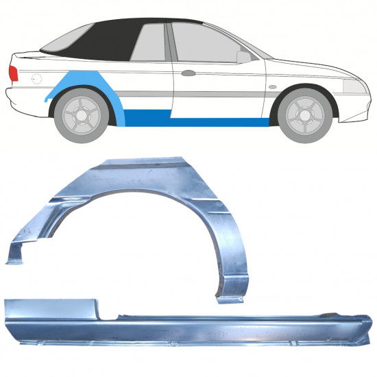 FORD ESCORT 1990-2000 CABRIO DORPEL + WIELKAST REPARATIE PANEEL / SET / RECHTS