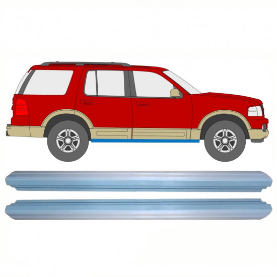 Reparatie dorpel voor Ford Explorer 2001-2010 / Links = Rechts (symmetrisch) / Set 10361