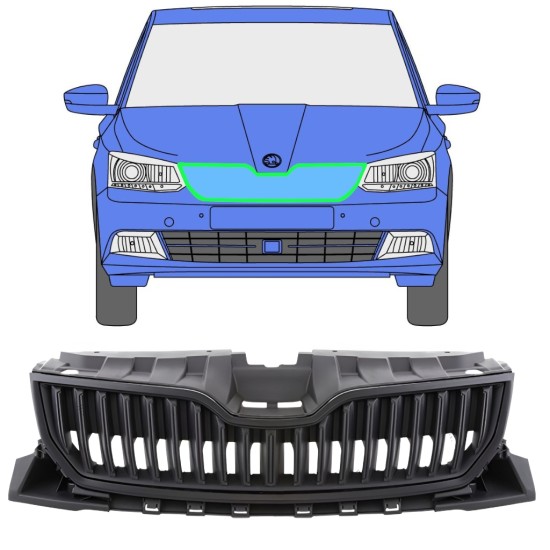 Zwarte grill voor Skoda Fabia 2014-2018 / Set 7544