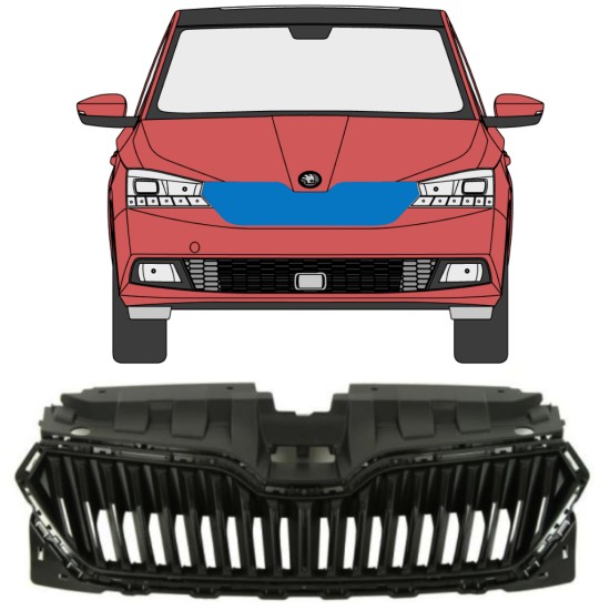 Grill voor Skoda Fabia 2018-2021 16214