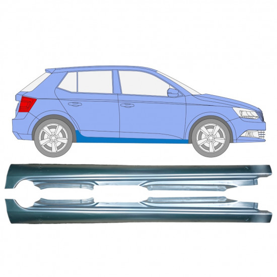 Volledige dorpel voor Skoda Fabia 2014- / Links + Rechts / Set 9823