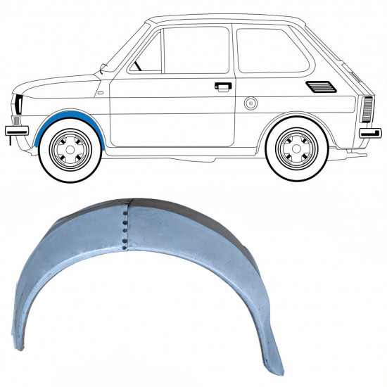 Binnen reparatiepaneel voorste spatbord voor Fiat 126p 1972-1978 / Links 10216