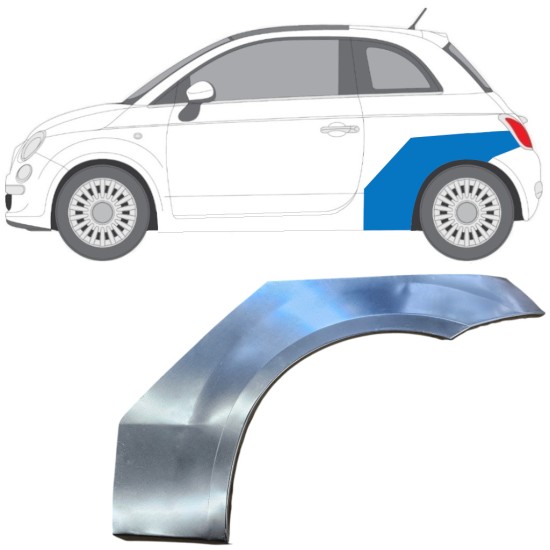 Reparatiepaneel achterspatbord voor Fiat 500 2007-2018 / Links 16072