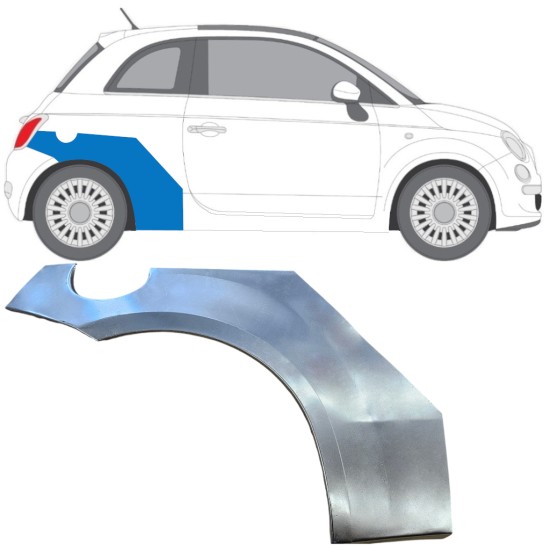 Reparatiepaneel achterspatbord voor Fiat 500 2007-2018 / Rechts 16071