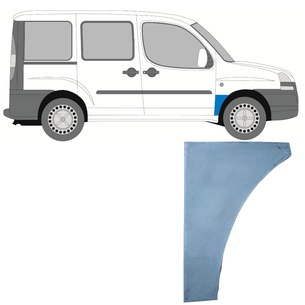 FIAT DOBLO 2001-2010 REPARATIEPANEEL VOORVLEUGEL / RECHTS