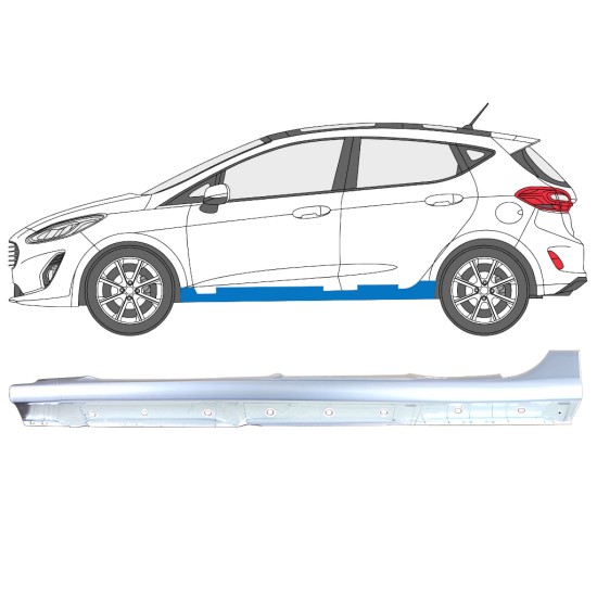 Volledige dorpel voor Ford Fiesta 2017-2023 / Links 16266