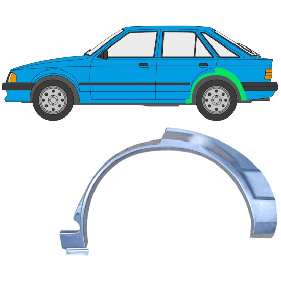 Reparatiepaneel achterspatbord voor Ford Escort 1980-1986 / Links 7821