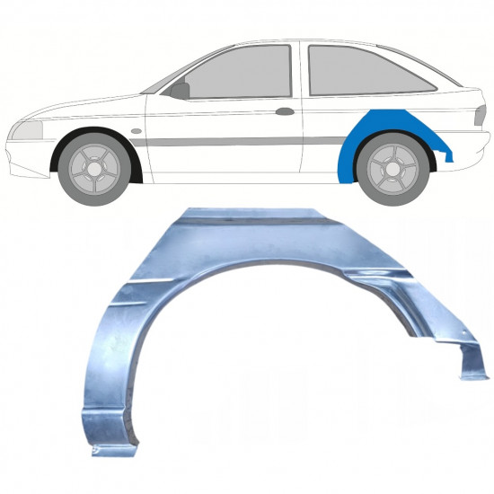 FORD ESCORT 1995-2000 3 DEUR ACHTERSTE WIELKAST REPARATIE PANEEL / LINKS