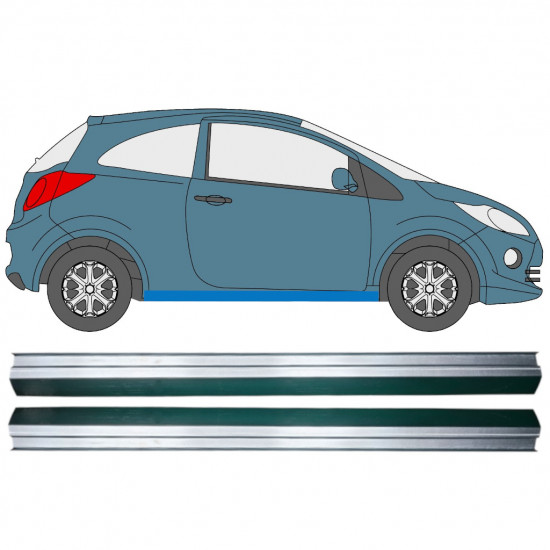 Reparatie dorpel onderste deel voor Ford Ka 2008-2016 / Links + Rechts / Links = Rechts (symmetrisch) / Set 12945