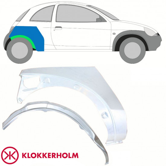 Binnen + buiten reparatiepaneel achter spatbord voor Ford KA 1996-2008 / Rechts / Set 10775