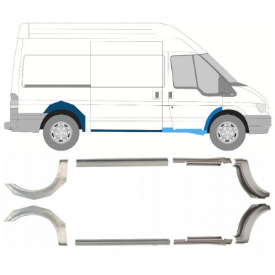 Reparatiepaneel dorpel + achterspatbord voor Ford Transit 2000-2013 / MWB / Set 9693